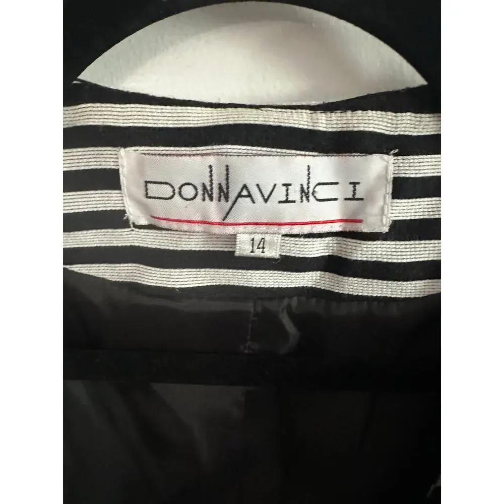 DONNA VINCI Black White Striped Church Suit Skirt Jacket Set Rhinestone Trim 14 - Picture 3 of 10